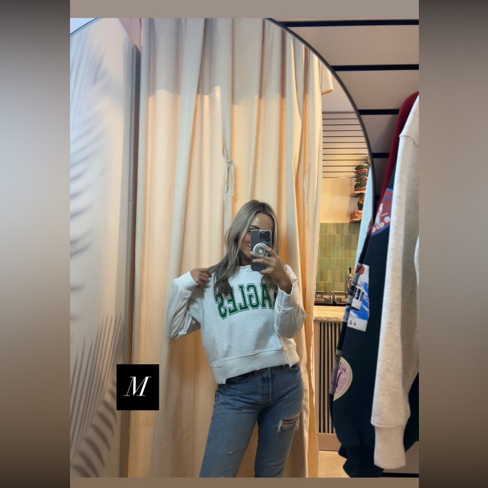 Eagles Boxy Cropped Crewneck Sweatshirt - Picture 11 of 14